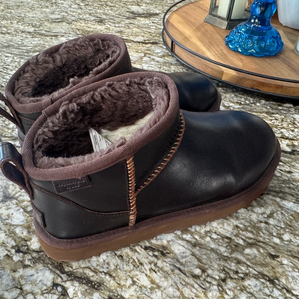 UGG Dark Brown Leather Regen Ultra Mini